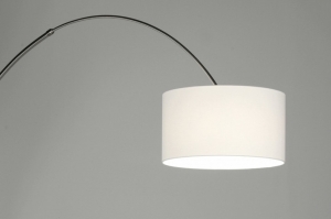 staande lamp 30011 landelijk modern eigentijds klassiek staal rvs stof wit rond