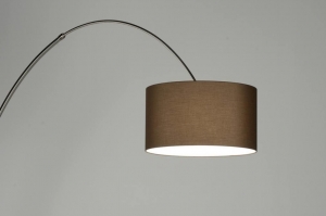 vloerlamp 30012 landelijk modern eigentijds klassiek staal rvs stof bruin rond