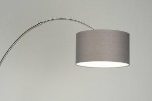 staande lamp 30013 landelijk modern eigentijds klassiek staal rvs stof metaal grijs rond