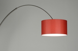 staande lamp 30016 landelijk modern eigentijds klassiek staal rvs stof metaal rood rond