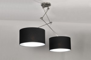 hanglamp 30097 landelijk rustiek modern stof zwart rond