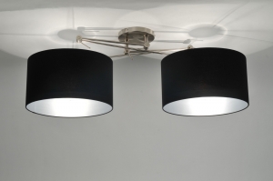 hanglamp 30097 landelijk rustiek modern stof zwart rond