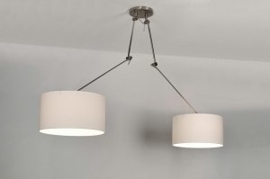 hanglamp 30098 landelijk rustiek modern eigentijds klassiek stof wit rond