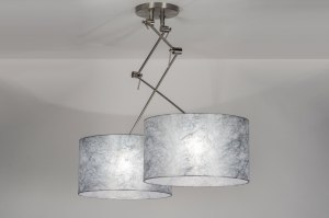 hanglamp 30100 modern stof zilvergrijs rond