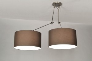 hanglamp 30112 landelijk rustiek modern eigentijds klassiek stof bruin rond