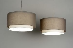 hanglamp 30132 landelijk modern eigentijds klassiek stof taupe rond langwerpig