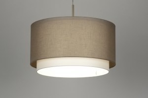 Pendelleuchte 30140 laendlich modern zeitgemaess klassisch Stoff taupe rund laenglich