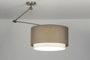 hanglamp 30146 landelijk modern eigentijds klassiek stof bruin taupe rond