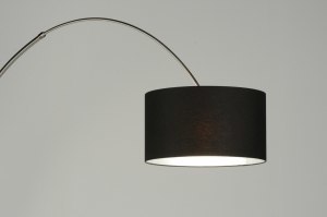 vloerlamp 30175 landelijk modern eigentijds klassiek staal rvs stof metaal zwart rond