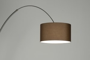 vloerlamp 30177 landelijk modern eigentijds klassiek staal rvs stof metaal bruin rond
