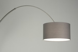 vloerlamp 30178 landelijk modern eigentijds klassiek staal rvs stof metaal grijs rond