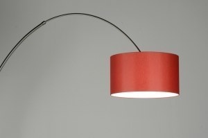 vloerlamp 30179 modern eigentijds klassiek staal rvs stof rood rond