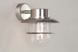 wandlamp 30251 modern eigentijds klassiek glas helder glas staal rvs metaal aluminium transparant kleurloos rond