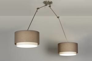 hanglamp 30299 industrie look landelijk rustiek modern retro eigentijds klassiek stof taupe rond