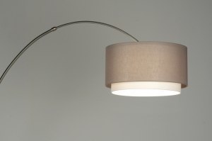 staande lamp 30325 landelijk modern eigentijds klassiek staal rvs stof wit taupe rond