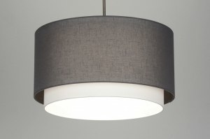 hanglamp 30400 landelijk modern eigentijds klassiek stof grijs taupe rond