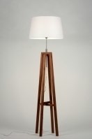 staande lamp 30429 landelijk modern eigentijds klassiek hout donker hout stof wit bruin