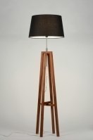 vloerlamp 30430 landelijk rustiek modern retro eigentijds klassiek hout donker hout stof zwart rond