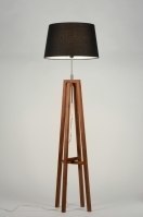 staande lamp 30430 landelijk modern retro eigentijds klassiek hout donker hout stof zwart