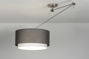 pendant light 30437 rustic modern contemporary classical fabric grey taupe colored round