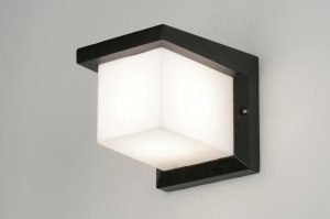 wandlamp 30465 modern aluminium kunststof polycarbonaat slagvast zwart mat rechthoekig