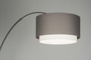 vloerlamp 30547 landelijk modern eigentijds klassiek staal rvs stof wit grijs rond