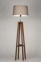 staande lamp 30550 landelijk modern eigentijds klassiek hout stof bruin taupe