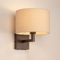 wandlamp 30611 landelijk modern stof metaal bruin beige zand rond vierkant