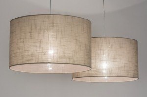 hanglamp 30625 landelijk modern eigentijds klassiek stof taupe rond langwerpig