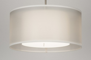 hanglamp 30653 landelijk modern eigentijds klassiek stof wit creme rond