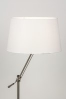 vloerlamp 30688 landelijk modern eigentijds klassiek staal rvs stof wit rond