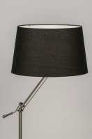 lampadaire 30689 rural rustique moderne classique contemporain acier poli etoffe noir aluminium rond