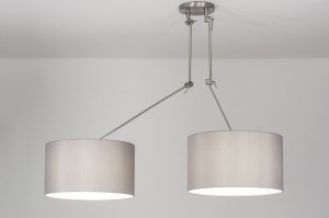 hanglamp 30713 landelijk modern staal rvs stof grijs