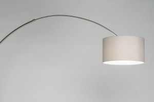 vloerlamp 30716 landelijk modern eigentijds klassiek staal rvs stof grijs rond