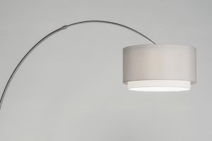 lampadaire 30724 rural rustique moderne classique contemporain acier poli etoffe gris rond