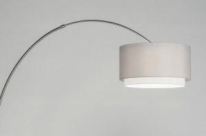 staande lamp 30724 landelijk modern eigentijds klassiek staal rvs stof grijs rond