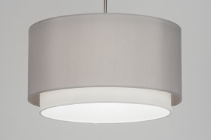 Pendelleuchte 30726 laendlich modern Stoff grau rund