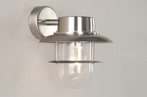 wandlamp 30728 modern eigentijds klassiek glas helder glas staal rvs metaal aluminium transparant kleurloos rond