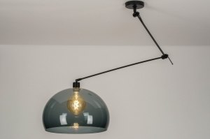 hanglamp 30740 modern retro kunststof metaal zwart mat rond