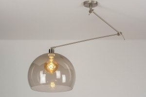Pendelleuchte 30747 modern Retro Edelstahl Kunststoff Kunststoffglas Metall braun stahlgrau rund