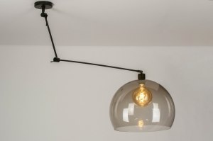 Pendelleuchte 30749 modern Retro Kunststoff Kunststoffglas Metall schwarz matt braun rund