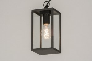 hanglamp 30770 landelijk rustiek modern eigentijds klassiek glas helder glas aluminium metaal zwart mat antraciet lantaarn