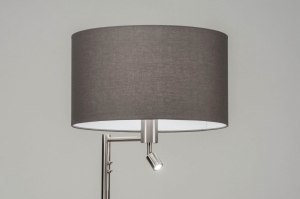 staande lamp 30778 modern staal rvs stof metaal grijs staalgrijs