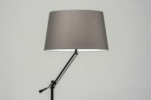 vloerlamp 30783 modern eigentijds klassiek stof metaal zwart mat grijs rond