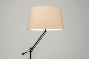 vloerlamp 30784 modern eigentijds klassiek stof metaal zwart mat beige rond