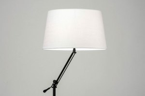 vloerlamp 30785 modern eigentijds klassiek stof metaal zwart mat wit rond