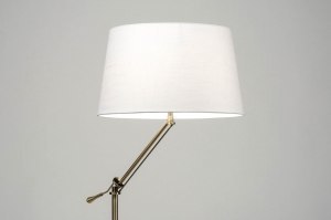 staande lamp 30789 modern klassiek eigentijds klassiek messing geschuurd stof metaal wit brons mat messing