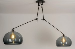 hanglamp 30806 modern retro kunststof metaal zwart mat grijs rond