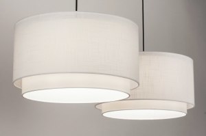 hanglamp 30861 landelijk modern stof zwart mat wit rond langwerpig