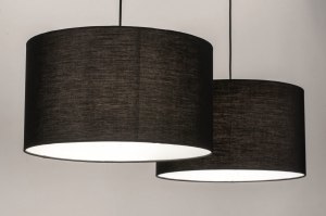 hanglamp 30862 modern stof metaal zwart mat rond langwerpig